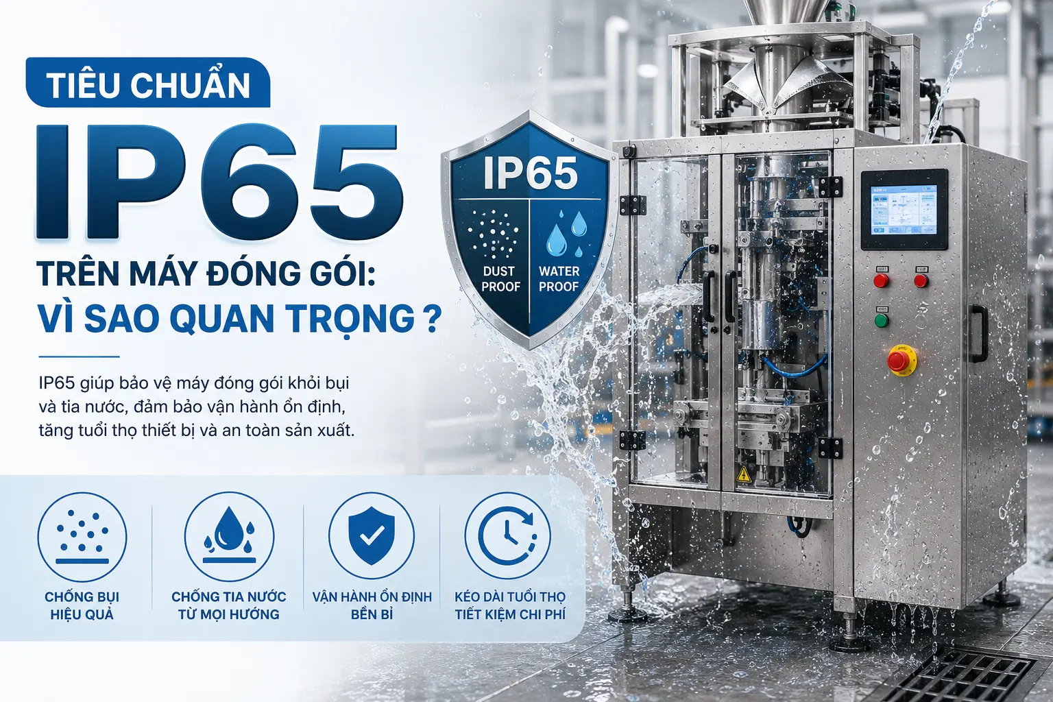Tiêu Chuẩn IP65 Trên Máy Đóng Gói: Vì Sao Quan Trọng ?