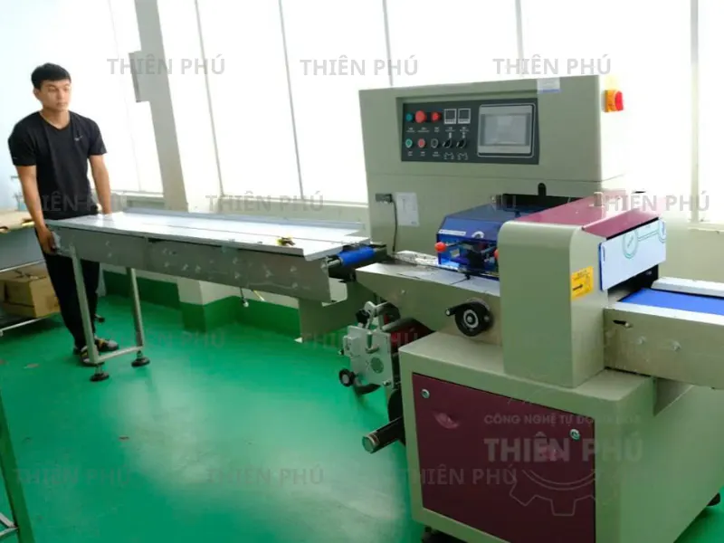 bàn giao máy đóng gói nằm ngang cho công ty Cacao Trọng Đức