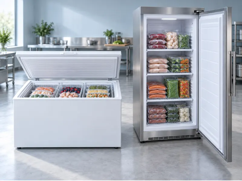 Tủ đông nằm và tủ đông đứng bảo quản thực phẩm và trưng bày sản phẩm
