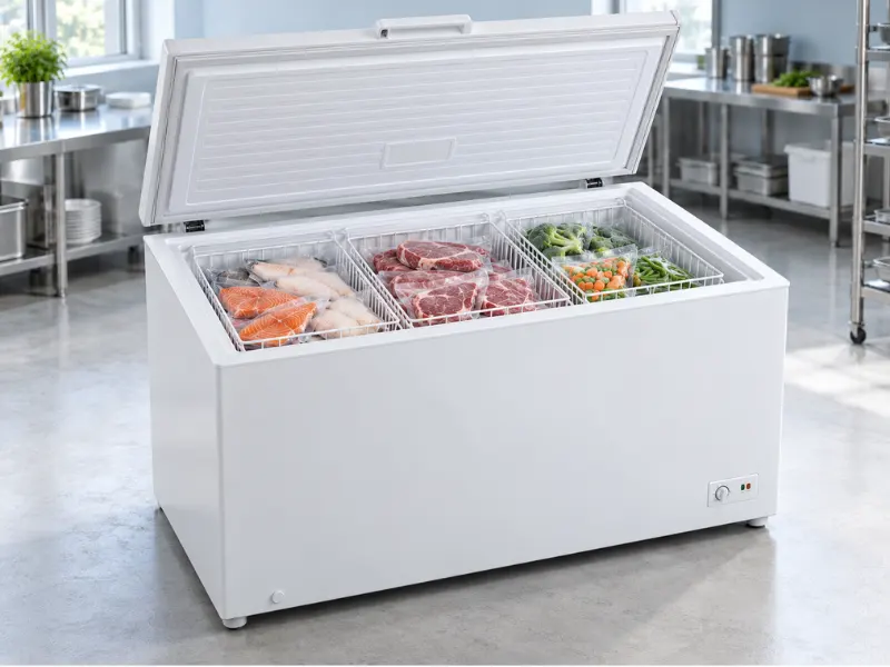 cân nhắc lựa chọn tủ đông nằm ngang để lưu trữ lượng lớn sản phẩm sau sơ chế và chế biến 